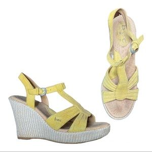 Yellow Size 8 B.O.C. Suede Wedge Sandals